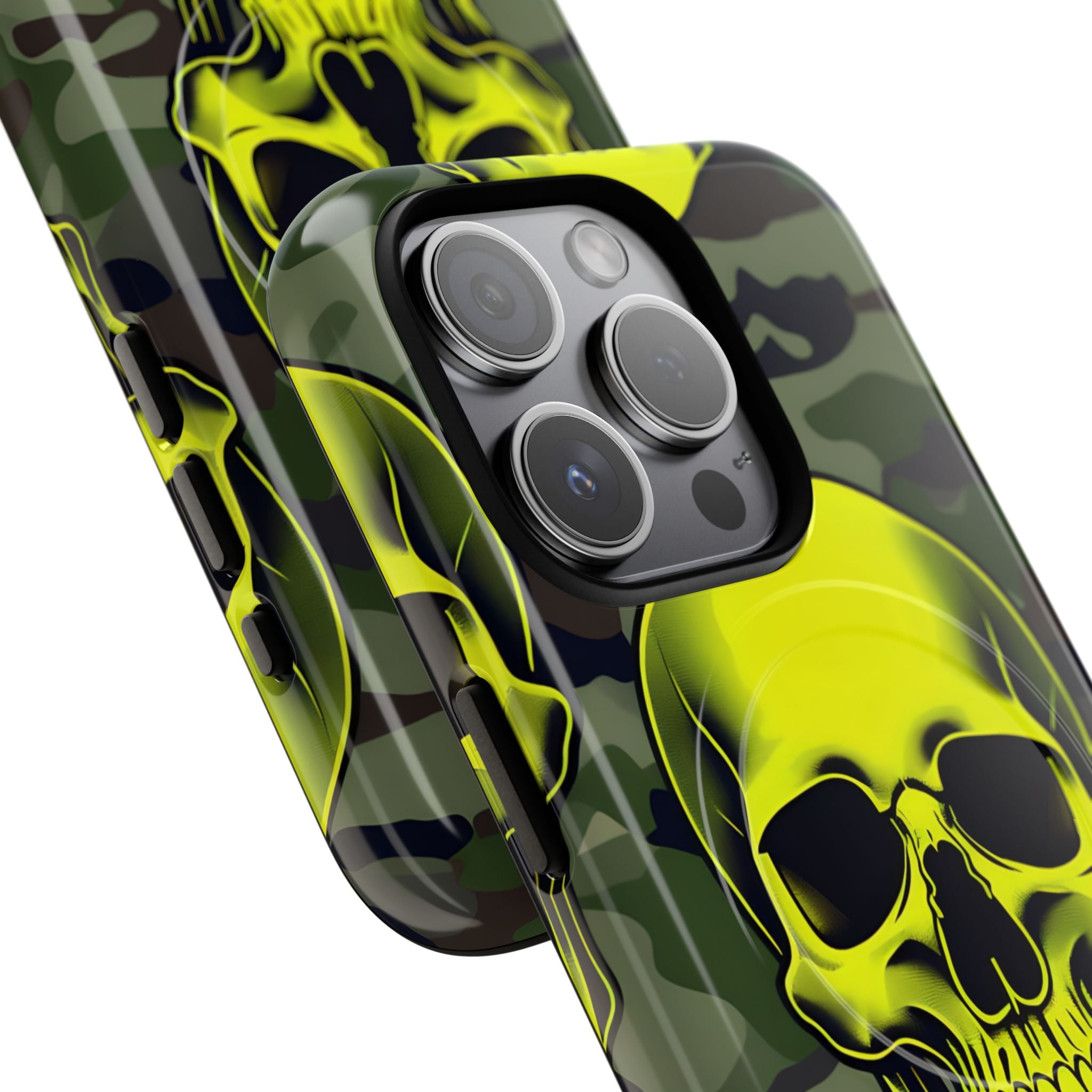 Neon Skull Camo iPhone 15 Pro Case - Tough+