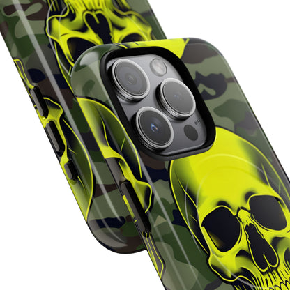Neon Skull Camo iPhone 15 Pro Case - Tough+