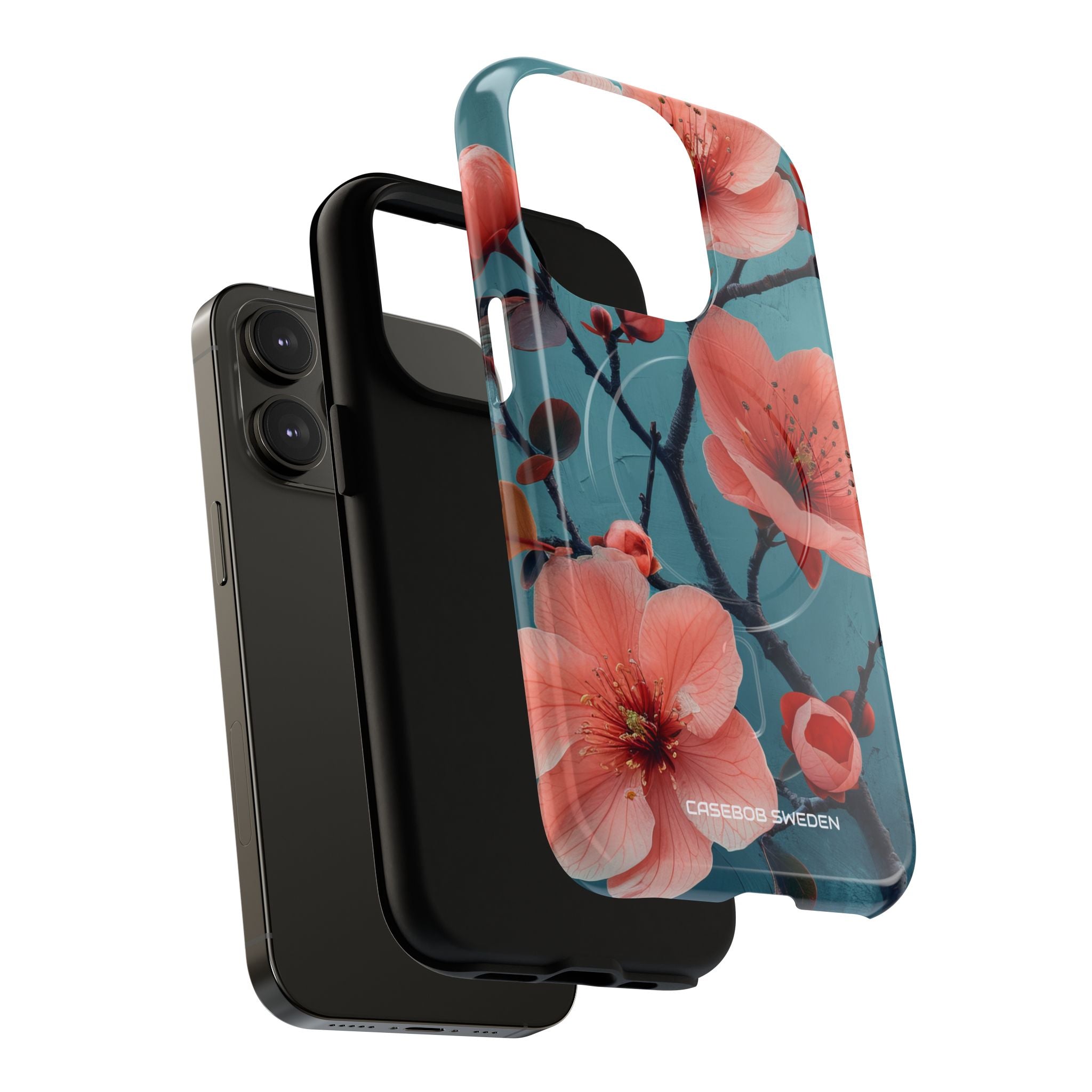 Teal Coral Blossom - Tough + MagSafe® iPhone 14 Phone Case