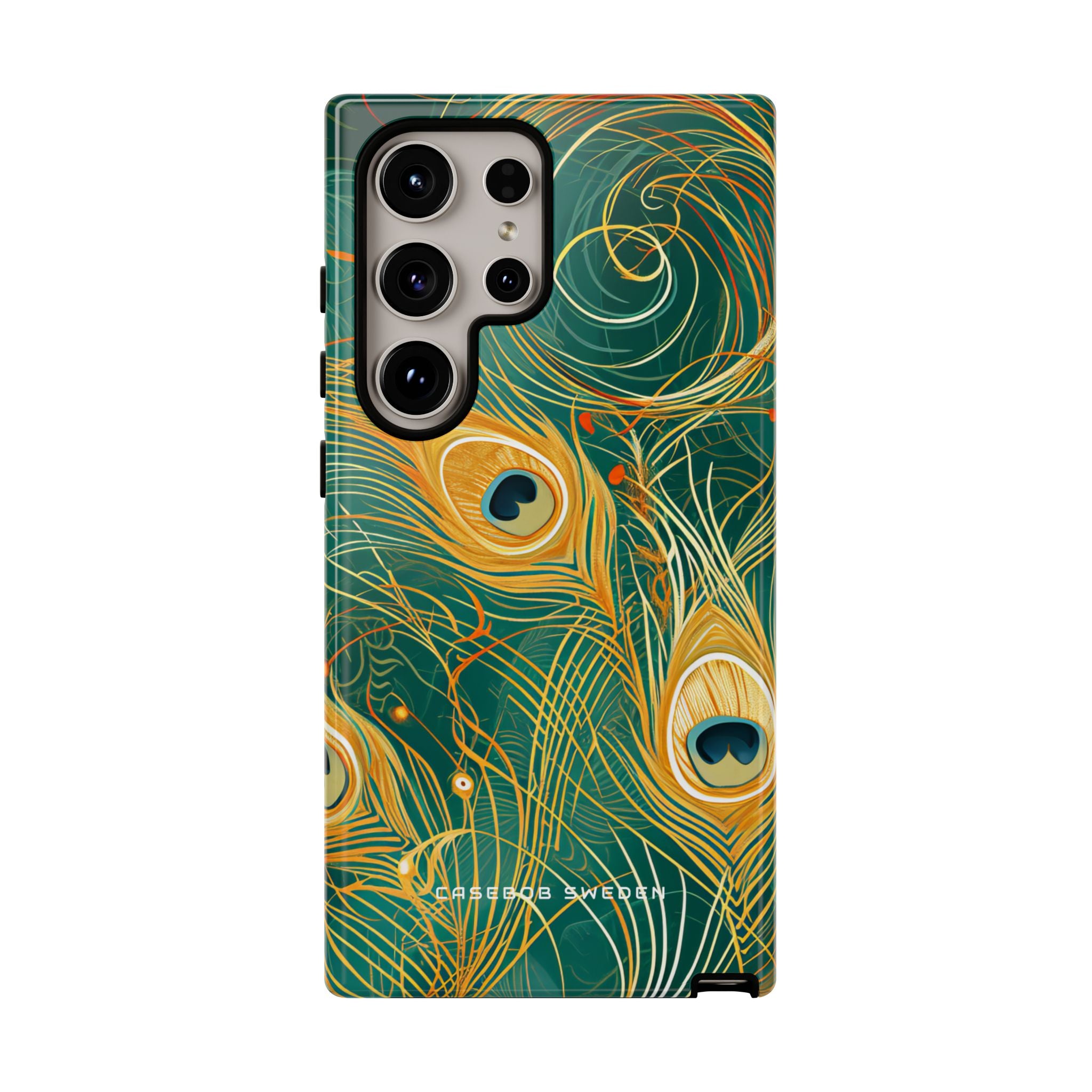 Peacock Elegance in Teal and Gold Samsung S24 - Tough Phone Case