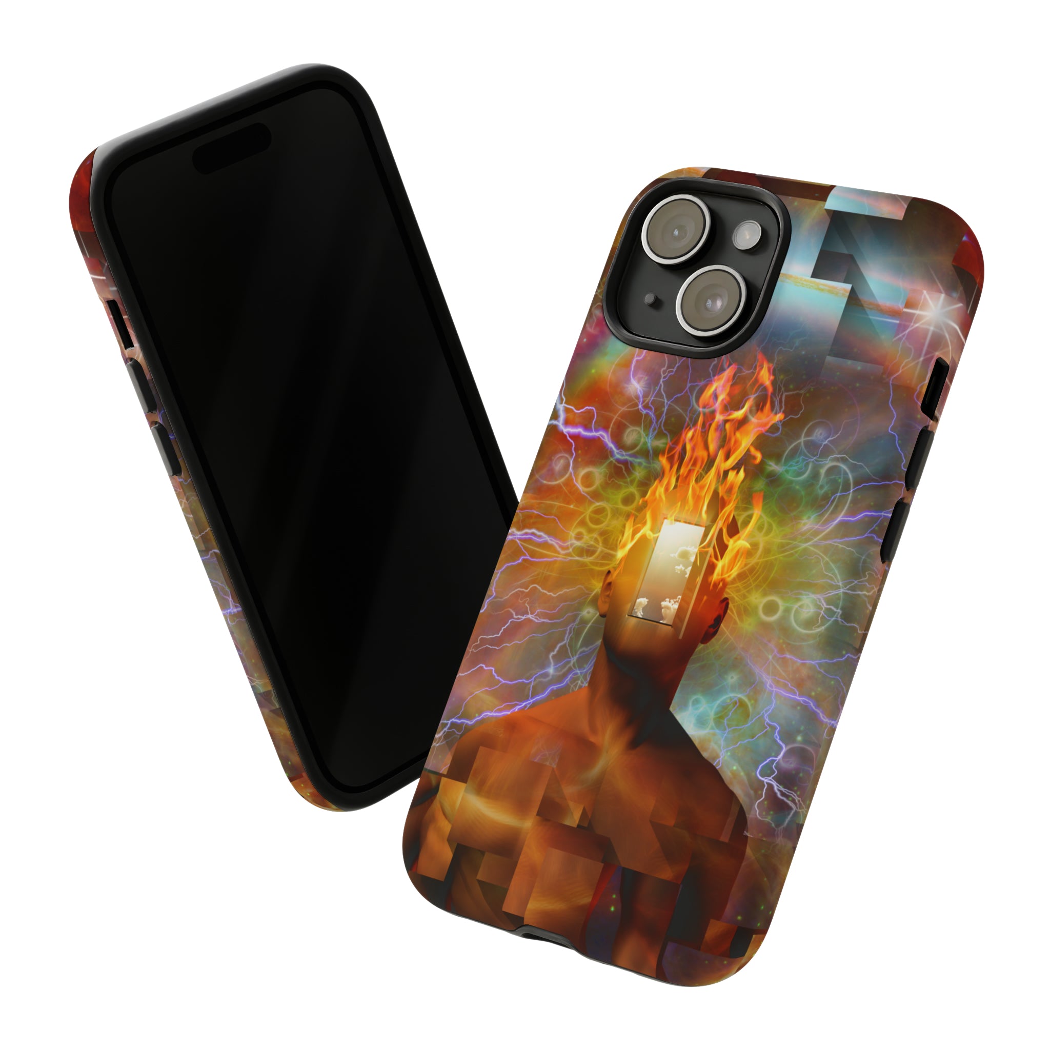 Man with burning mind - Protective Phone Case