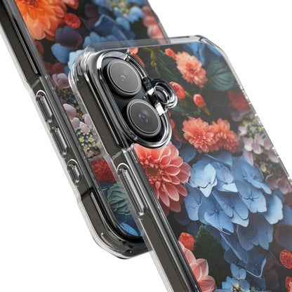 Blue Floral Bliss - Clear Impact iPhone 16 Phone Case