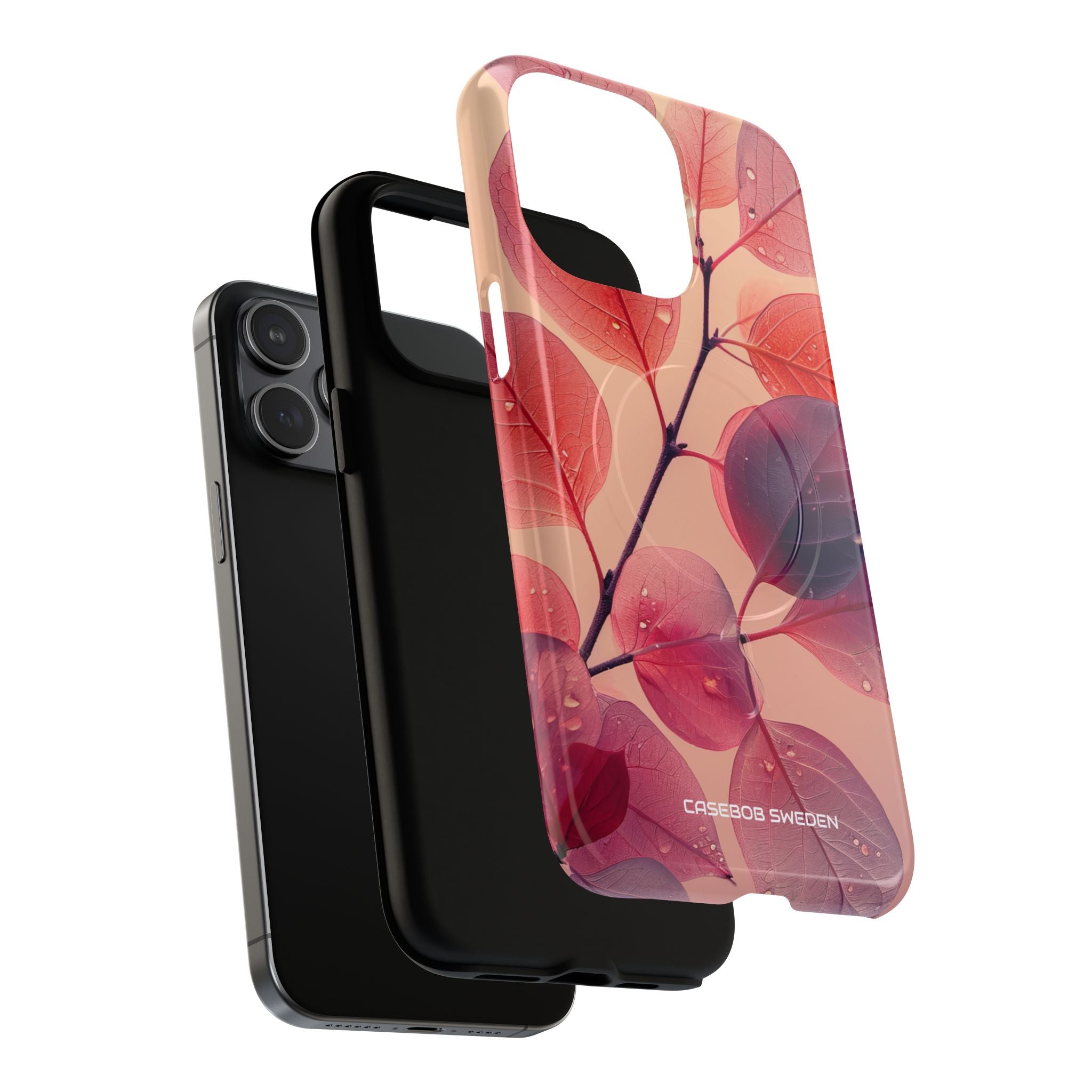 Pink Serenity Leaf Design - Tough + MagSafe® iPhone 15 Phone Case