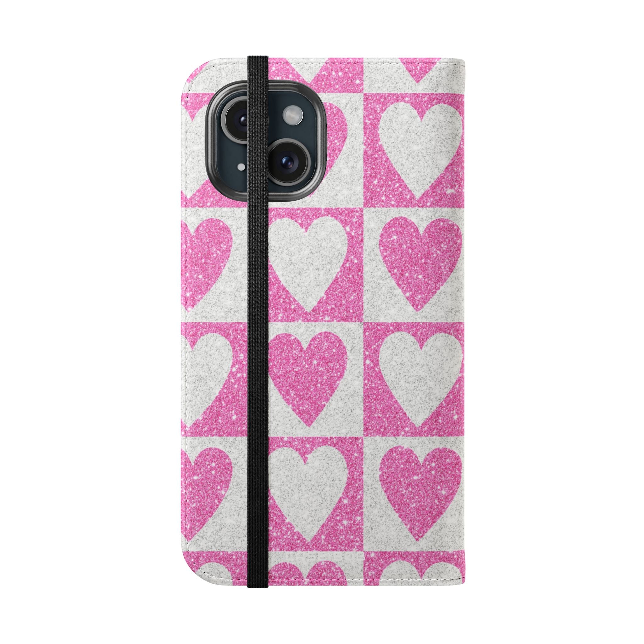 Glitter Heartgrid - iPhone 15 Case - Wallet