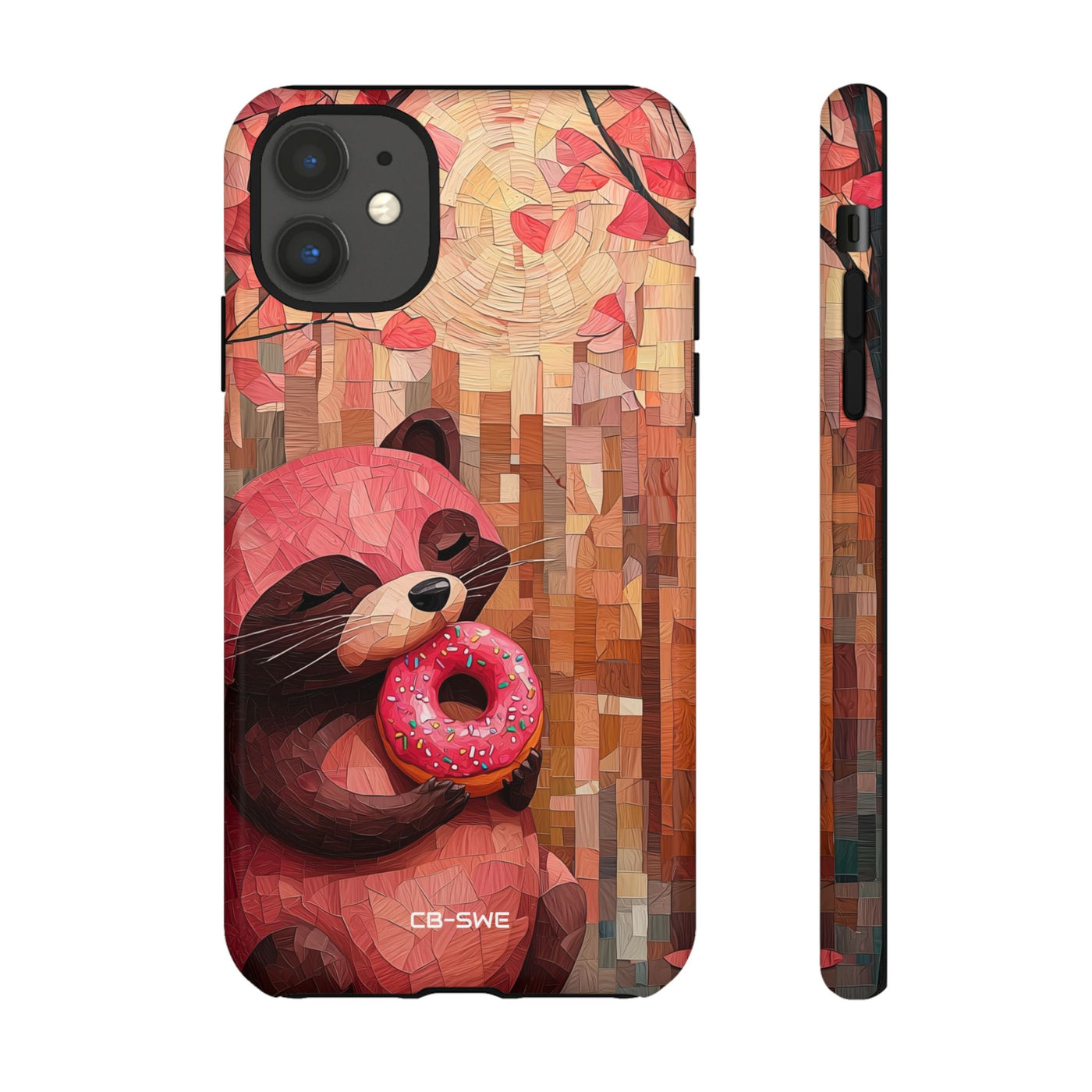 Raccoon Holds Donut - iPhone Case