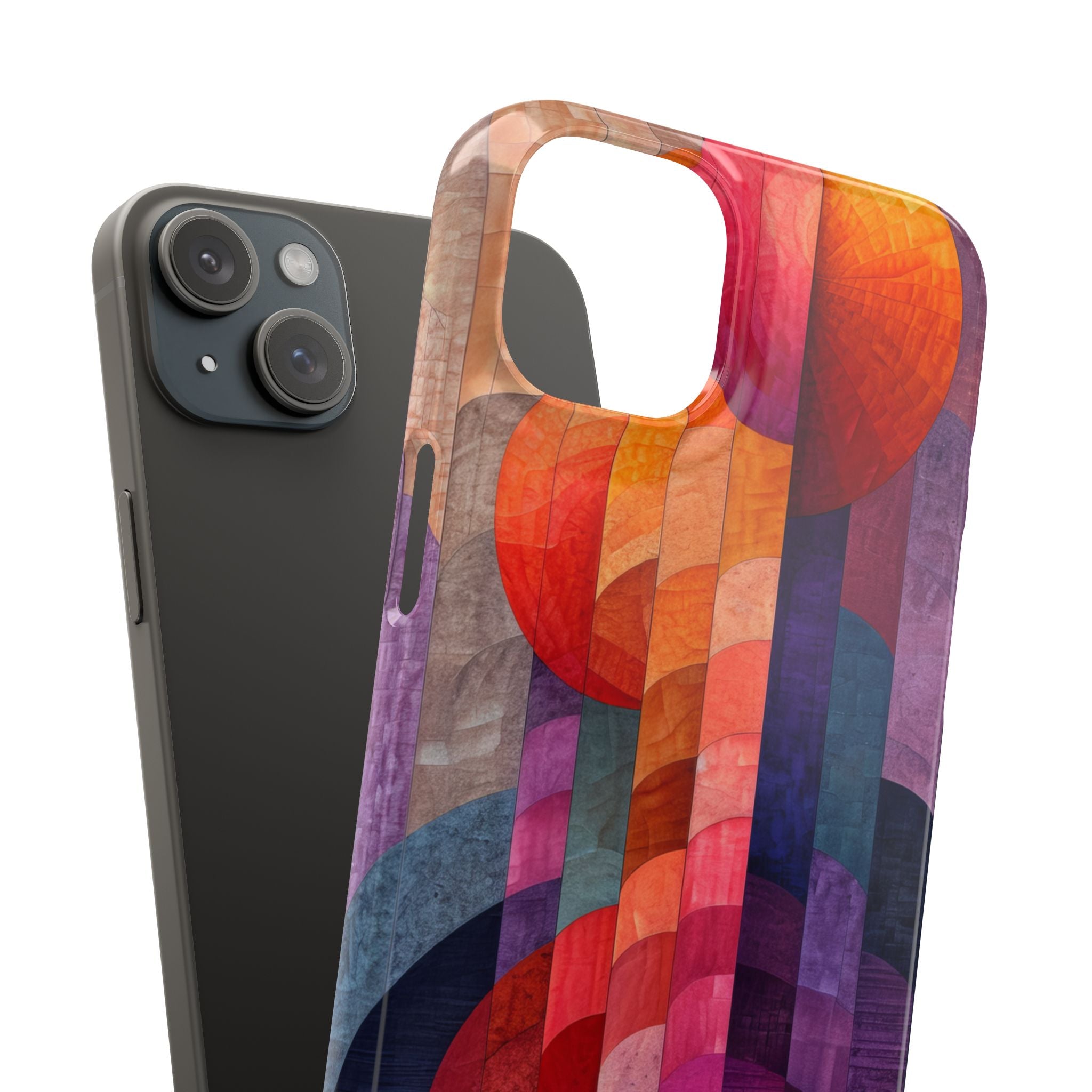 Purple Orange Abstract - Slim iPhone 15 Phone Case