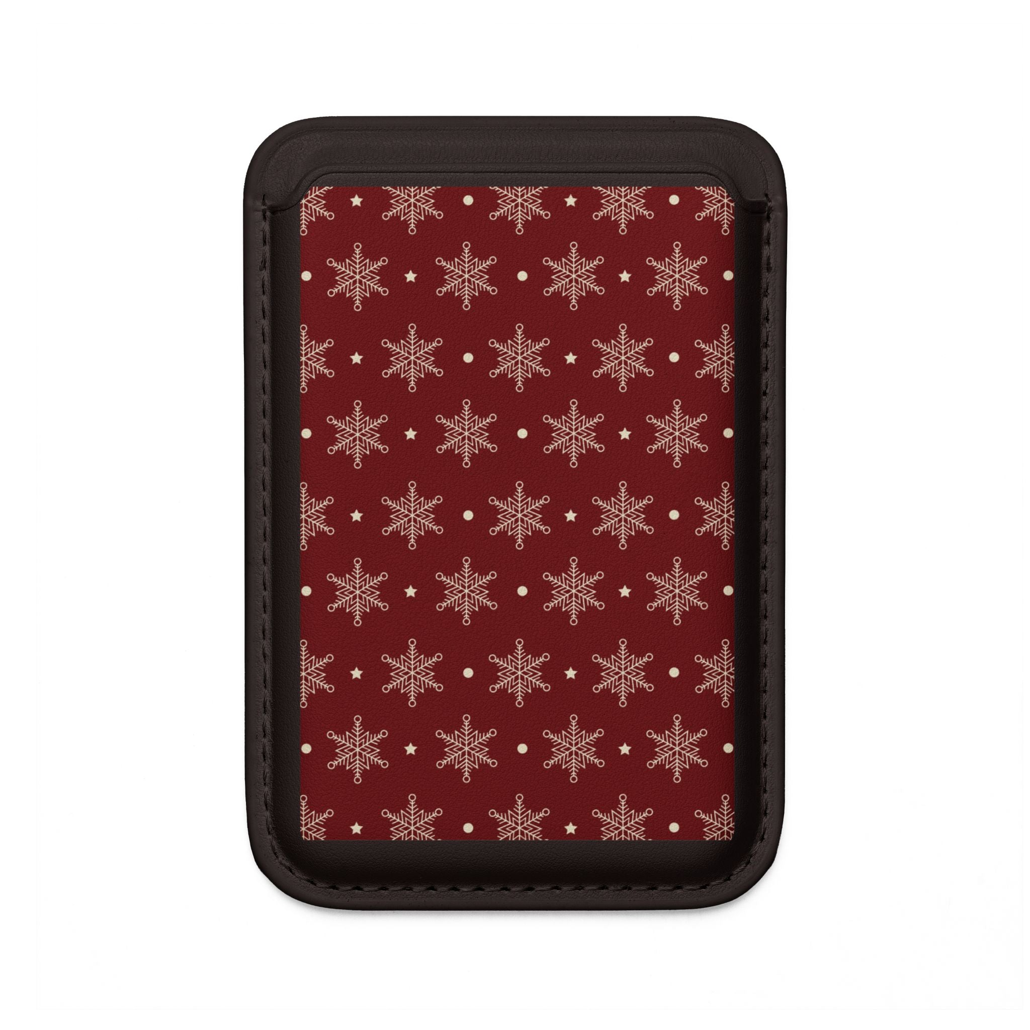 Cream Snowflakes Crimson Wallet – MagSafe Ready