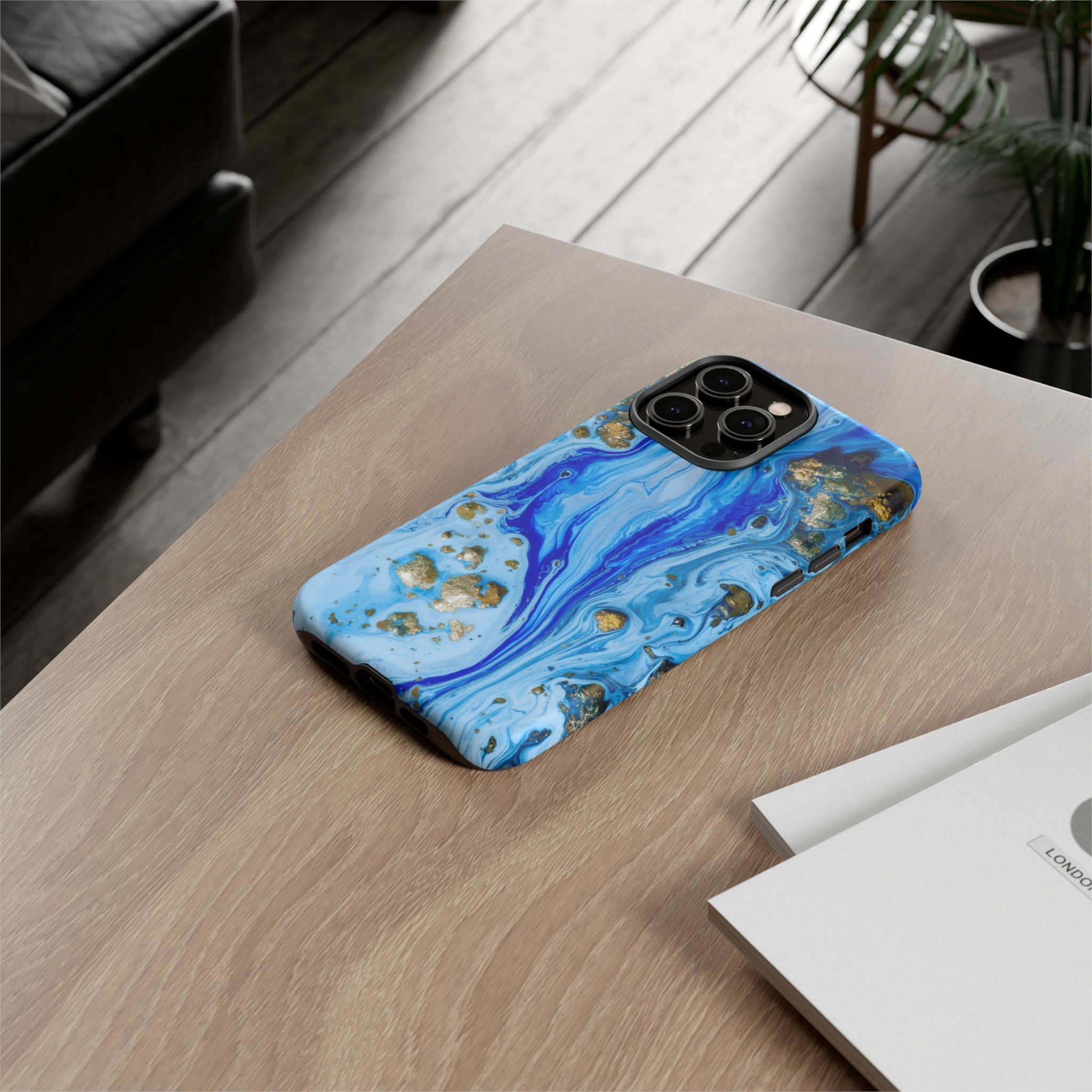 Blue Ice Ink Art iPhone Case (Protective) Phone Case