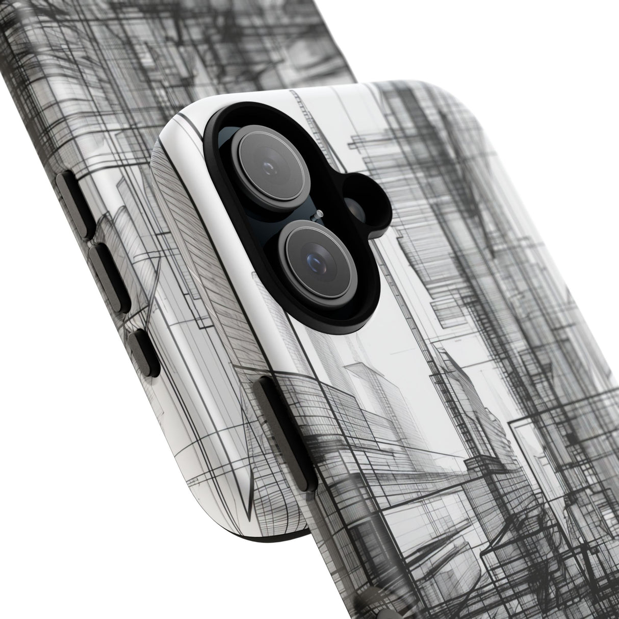 Urban Complexity: Black Lines Design - for iPhone 16