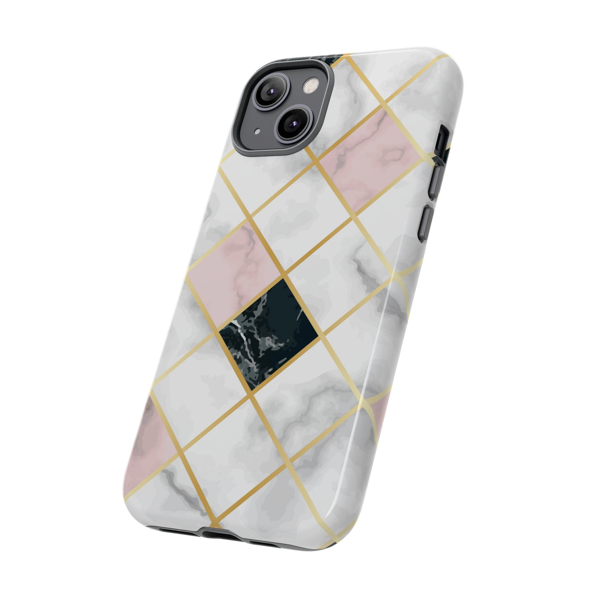 Pink Marble Geometric iPhone Case (Protective) Phone Case