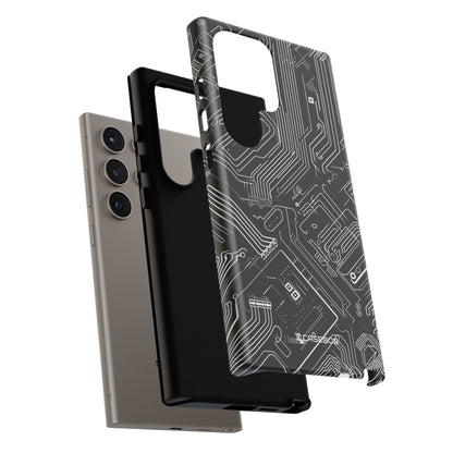 Circuitry Dreams: Abstract Black Design - For Samsung S24