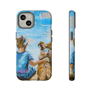 Boy with Dog - Protective Phone Case