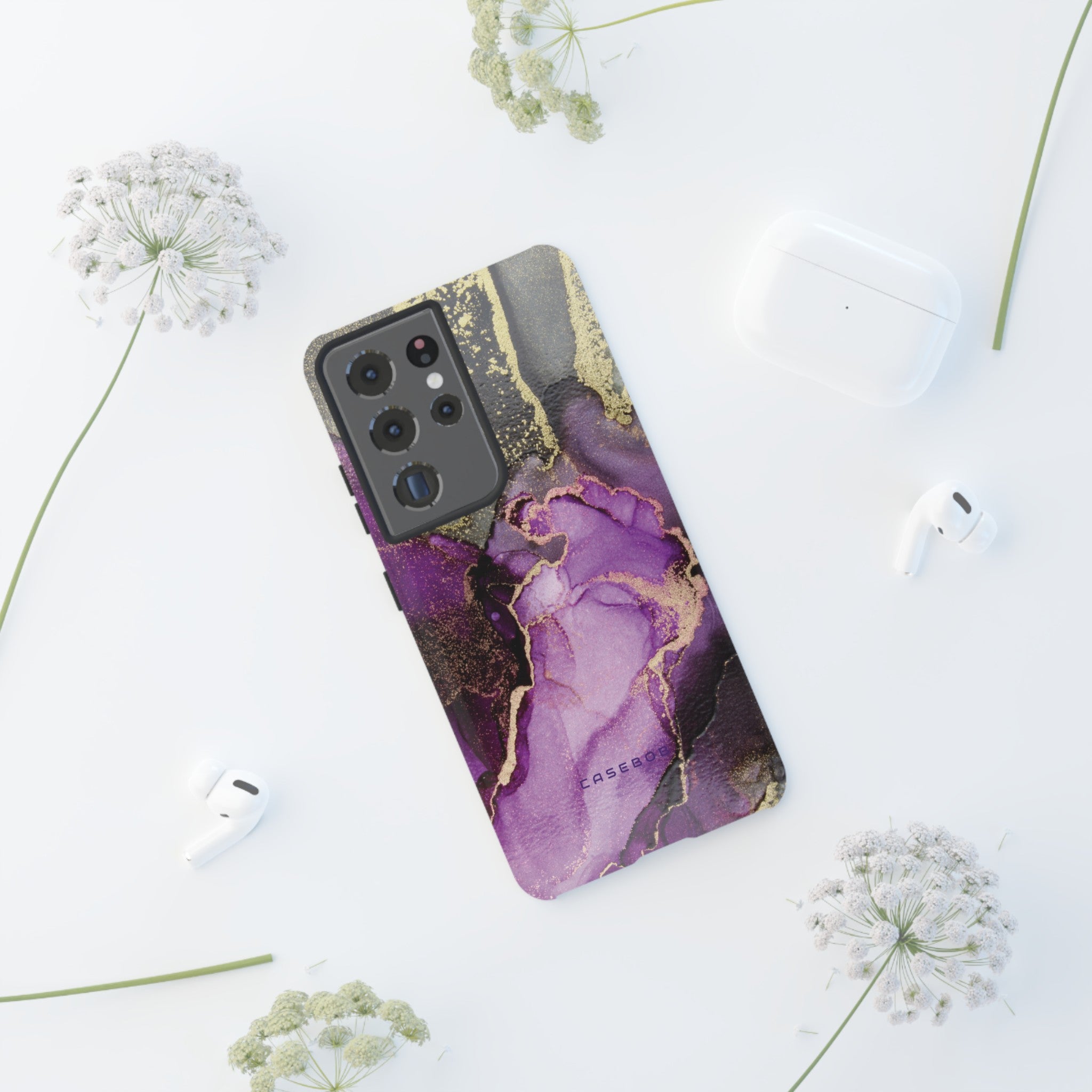 Purple Marble & Gold Phone - Protective Phone Case