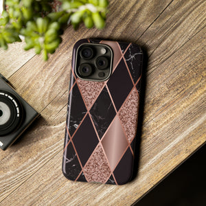 Pink Black Geometric - Protective Phone Case