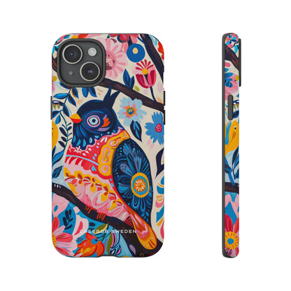 Whimsical Vintage Owl with Floral Charm iPhone 15 - Tough Phone Case