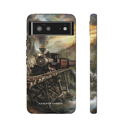 Vintage Steam Train Crossing Mountain Bridge Google Pixel 6 - Tough Phone Case