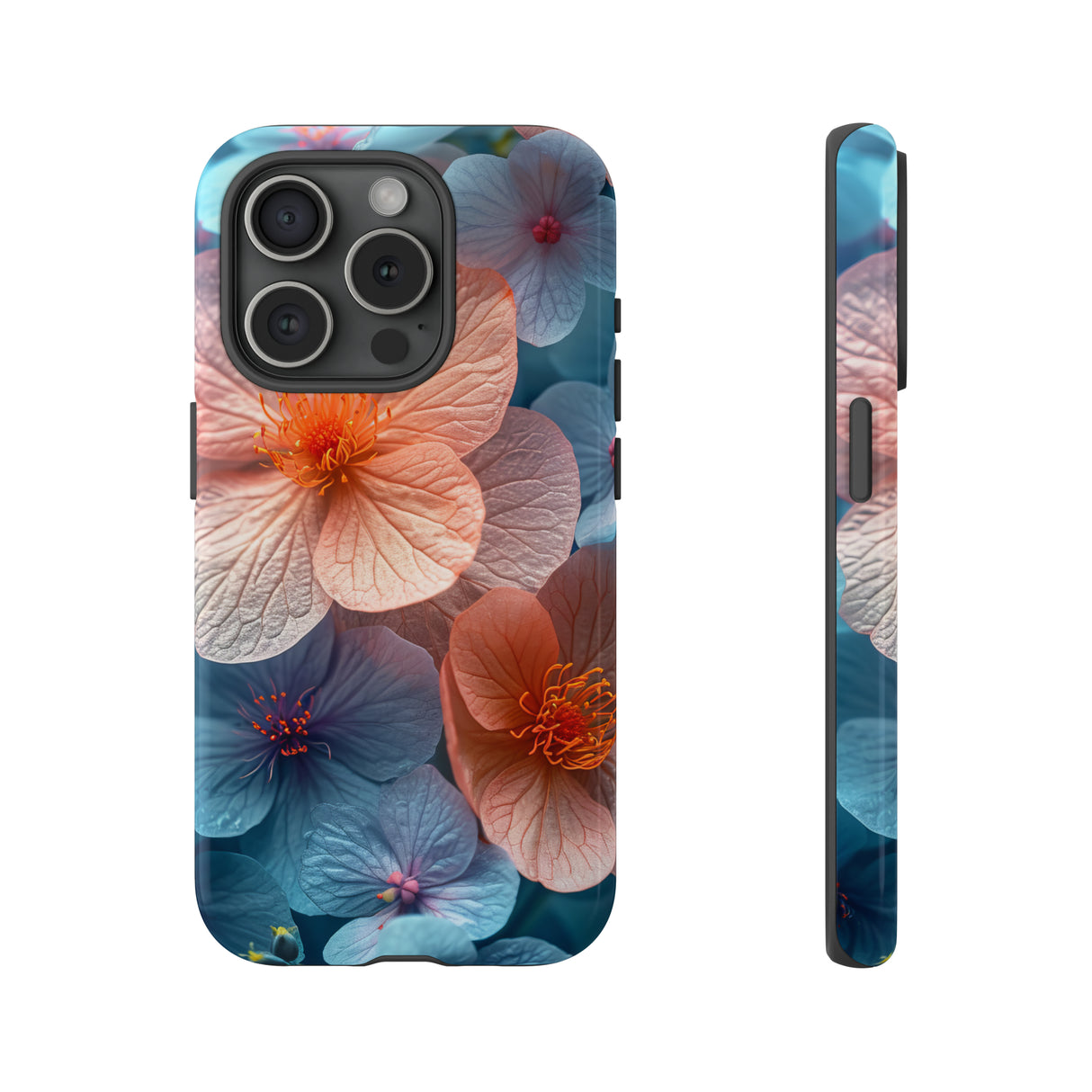 Bright Blue Floral Serenity - Protective Phone Case