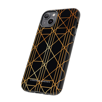 Golden Geometric Elegance iPhone 14 - Tough Phone Case