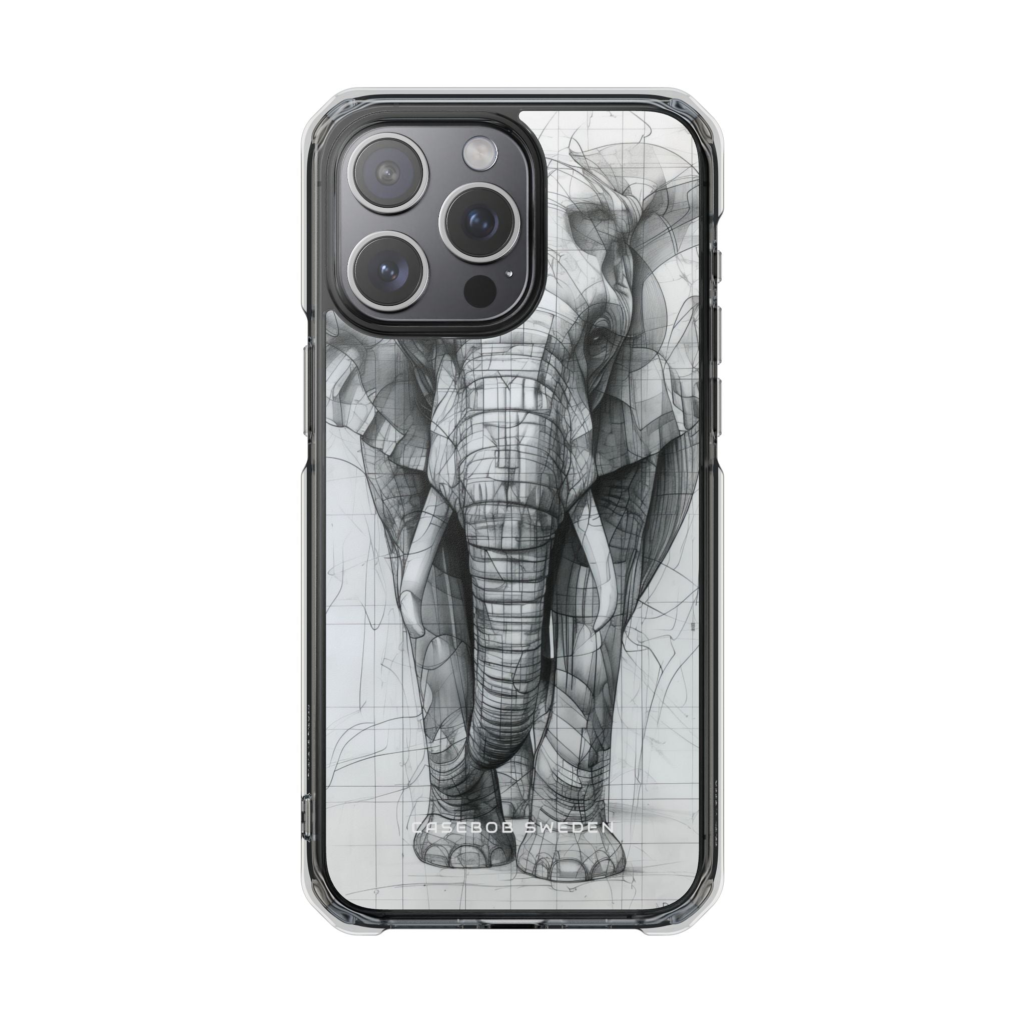 Elephant Line Geometry iPhone 15 - Clear Impact Phone Case