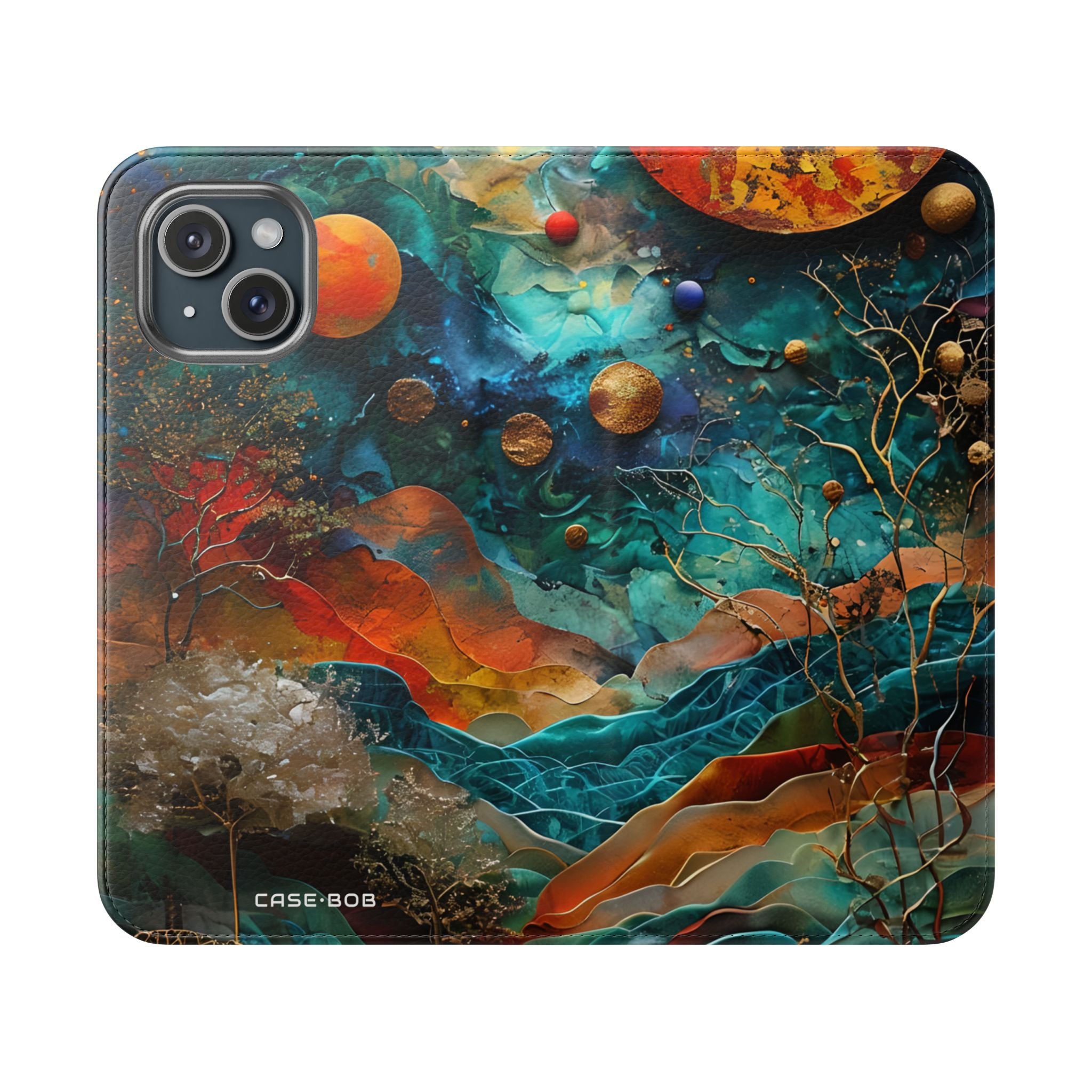Solar Orbit Orange - iPhone 15 Case - Wallet