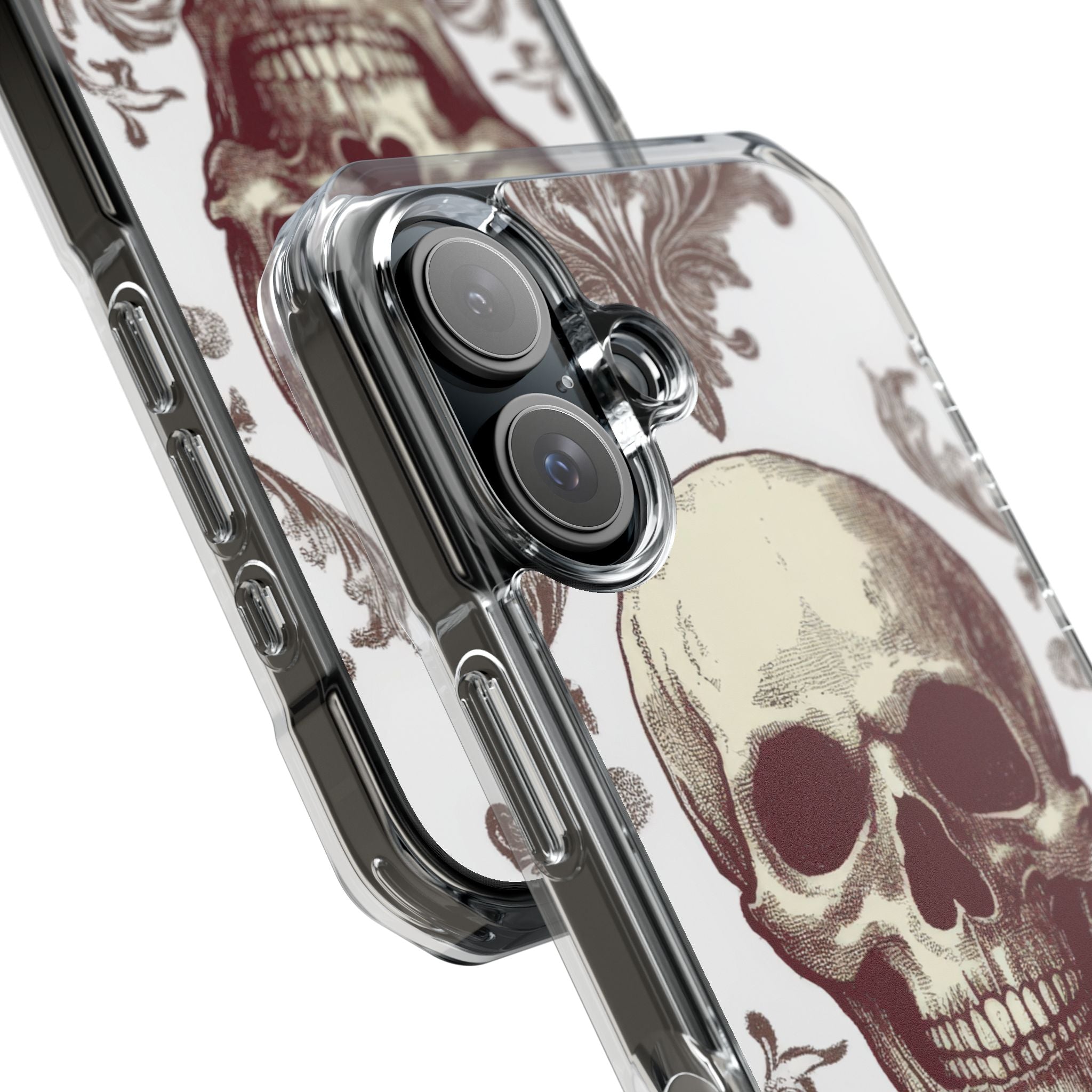 Gothic Skulls and Ornate Foliage iPhone 16 - Clear Impact Phone Case