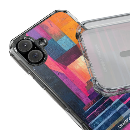 Pink Orange Geometry - Clear Impact iPhone 16 Phone Case