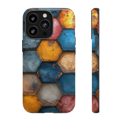 Pastel Honeycomb Bliss: Yellow & Blue - Protective Phone Case