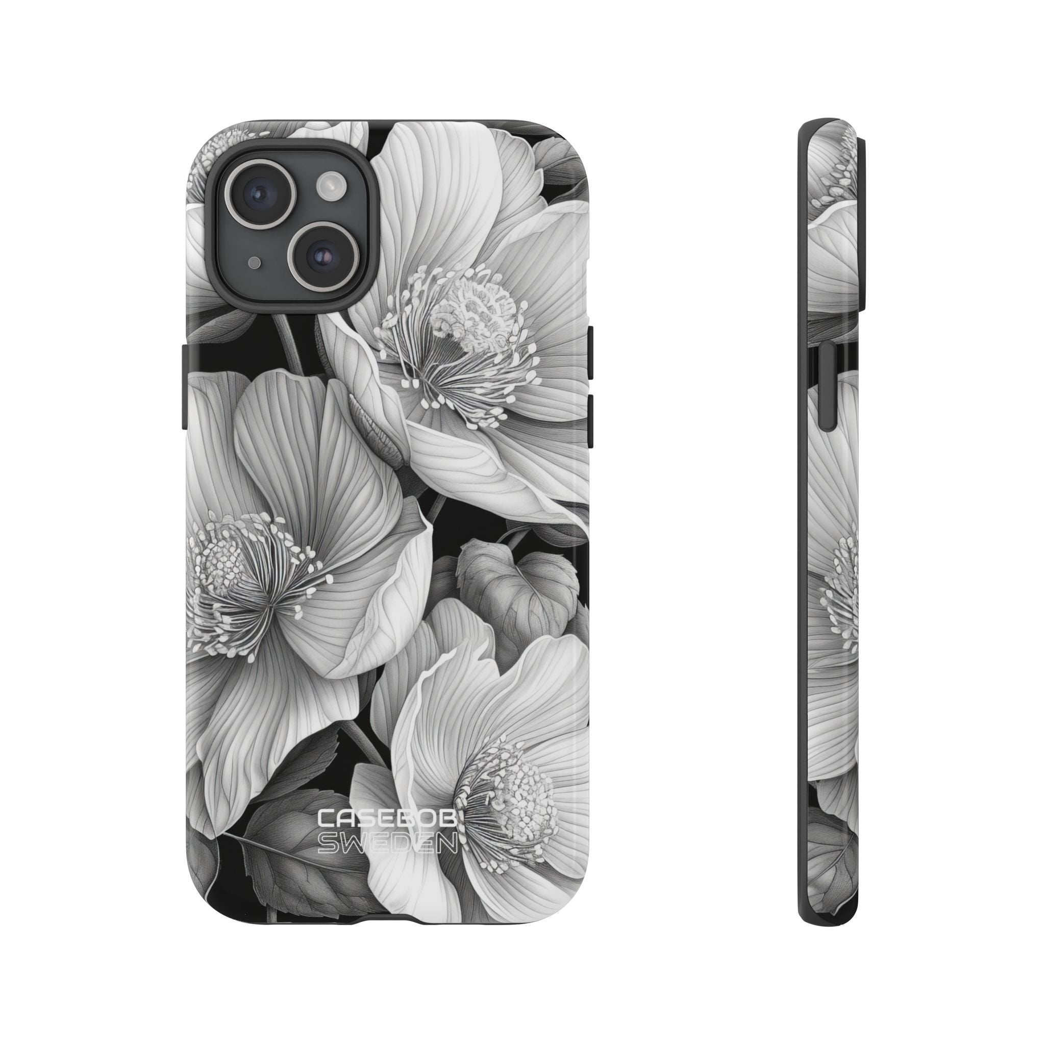 Monochrome Petal Dance iPhone 15 – Robust