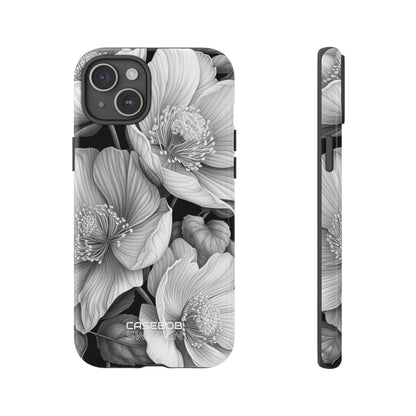 Monochrome Petal Dance iPhone 15 – Robust