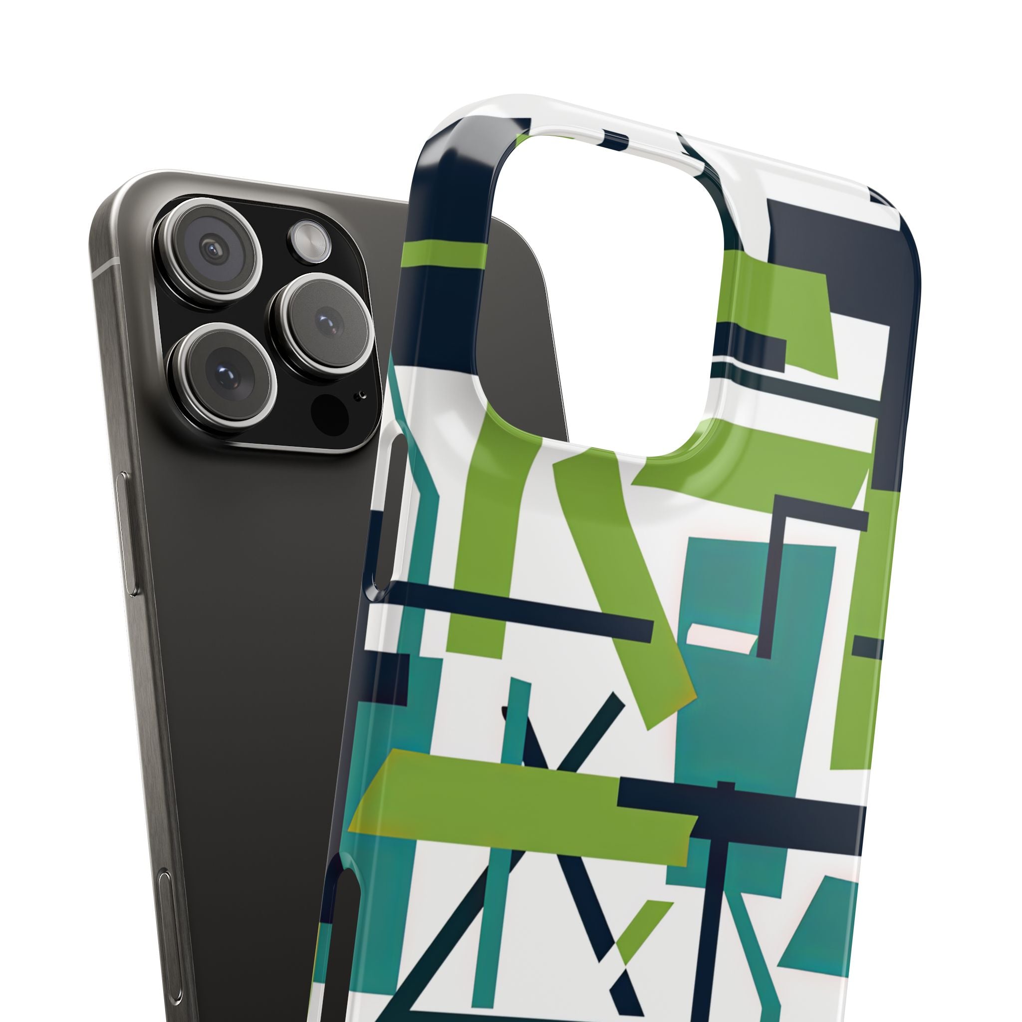 Green Geometry Glide iPhone 16 - Slim Phone Case