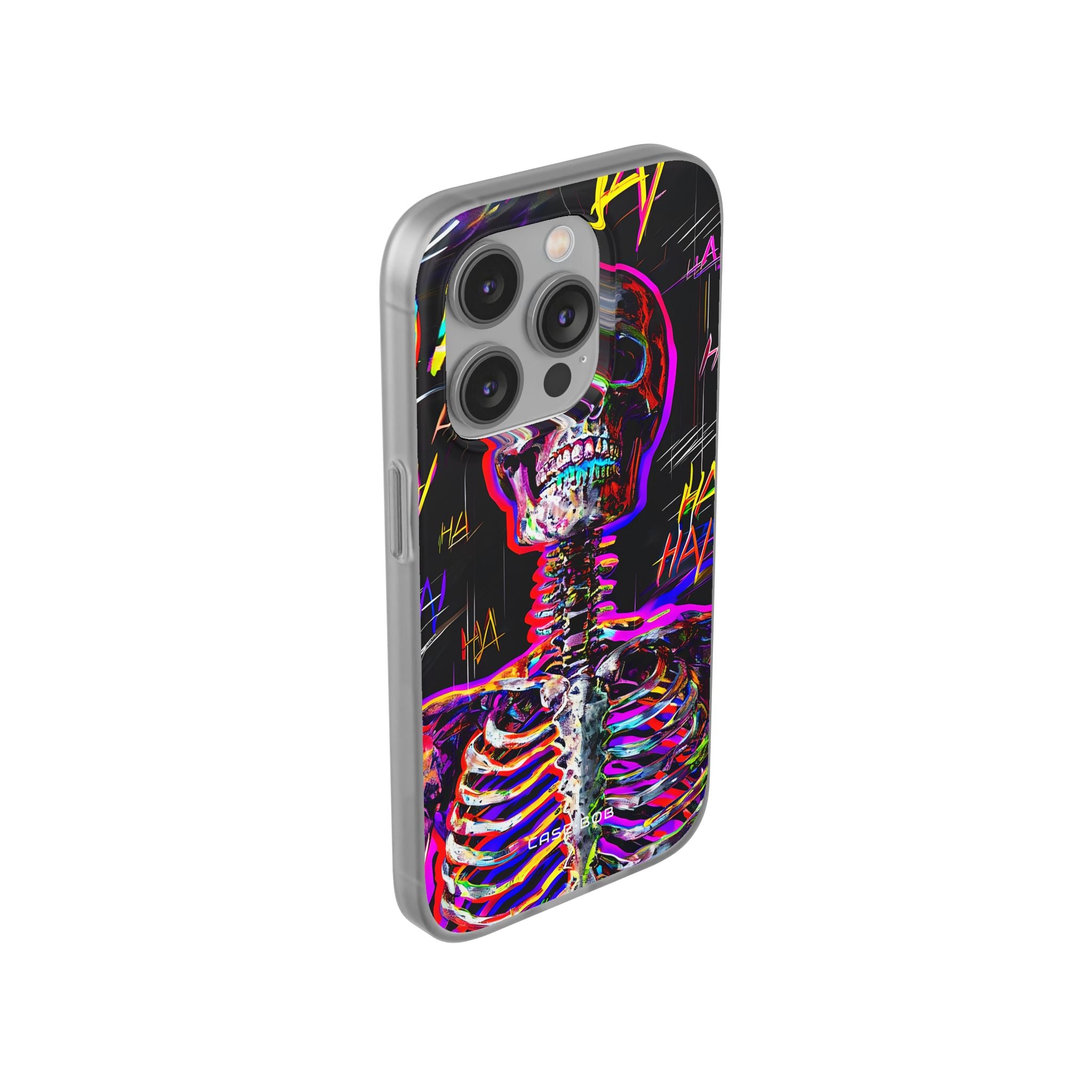 Neon Skeleton Laugh iPhone 14 Pro Case - Soft