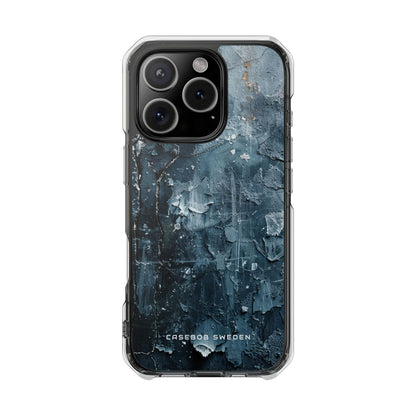 Weathered Blue Tapestry with Cracked Layers iPhone 16 - Clear Impact Phone Case