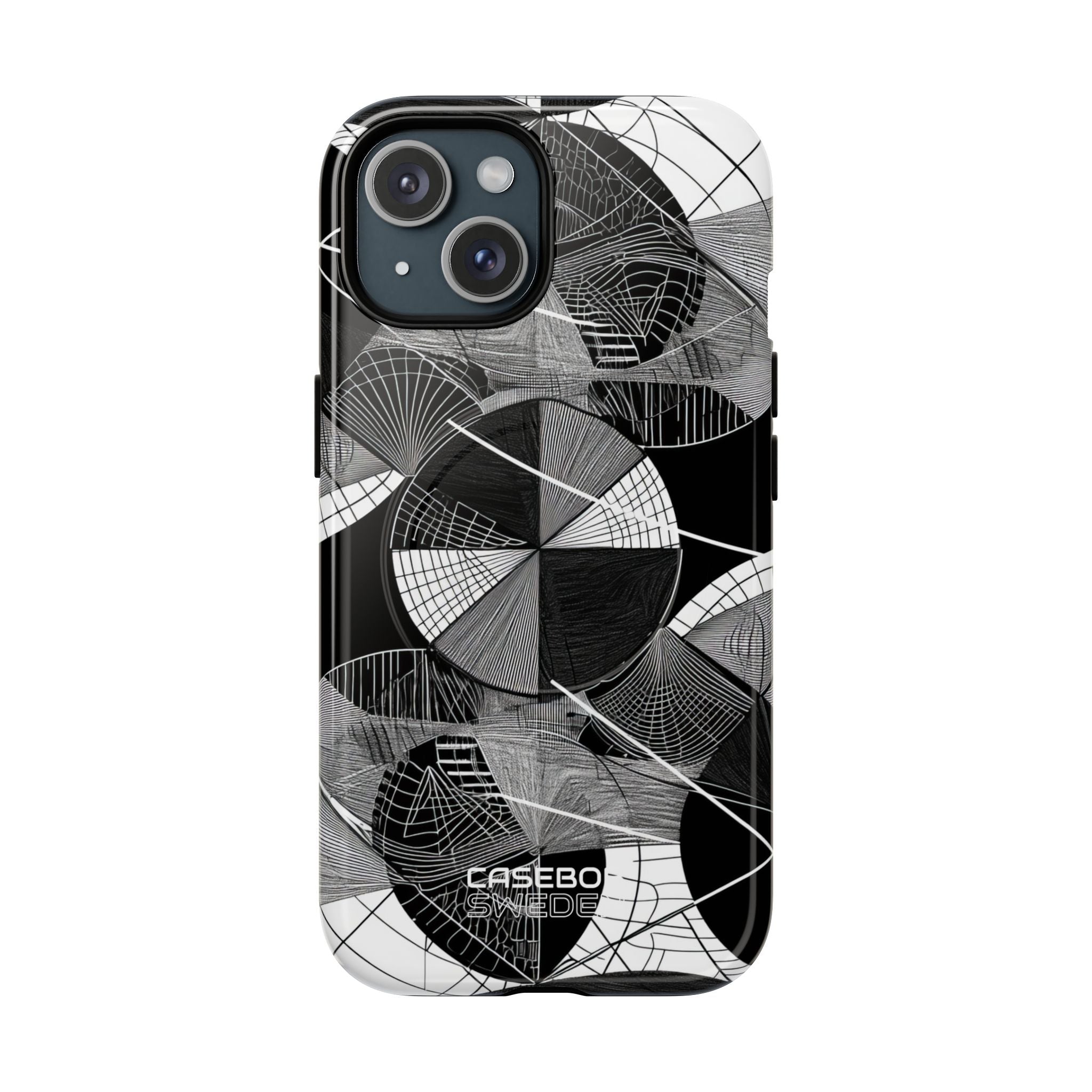 Monochromes Kreislabyrinth iPhone 15 – Robust+