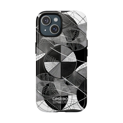 Labirinto a Cerchio Monocromatico iPhone 15 - Tough+