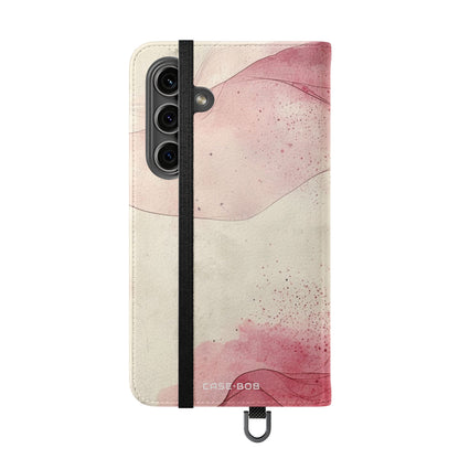 Crimson Ribbon Waves - Samsung S24 Case - Wallet