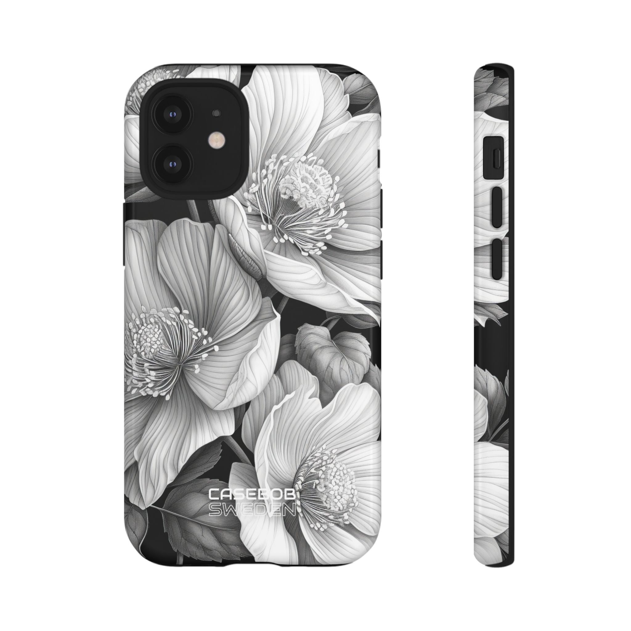 Monochrome Petal Dance iPhone 12 - Tough