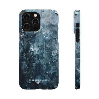 Weathered Blue Tapestry with Cracked Layers iPhone 14 - Slim Phone Case