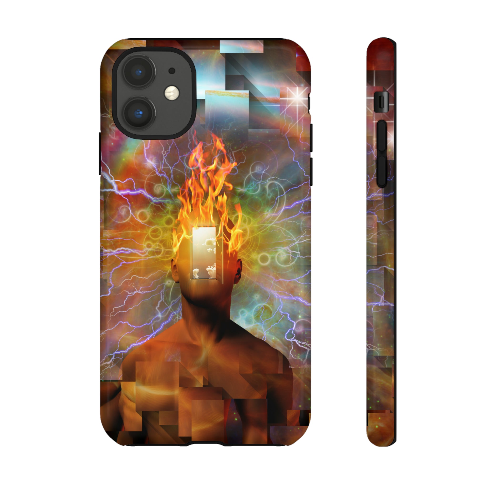 Man with burning mind - Protective Phone Case