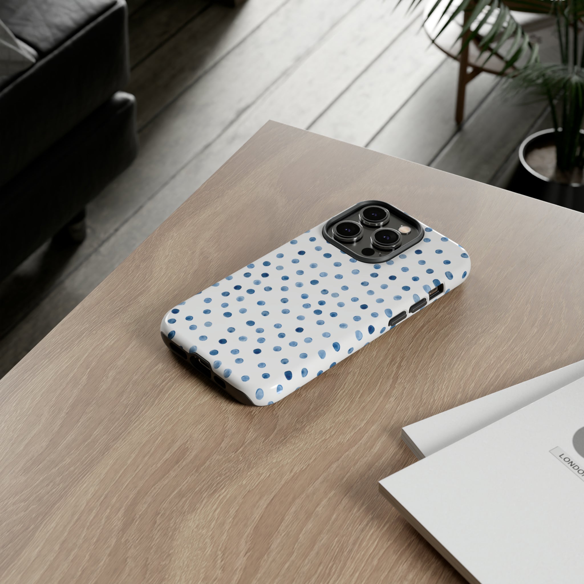 Blue Dots Pattern - Protective Phone Case