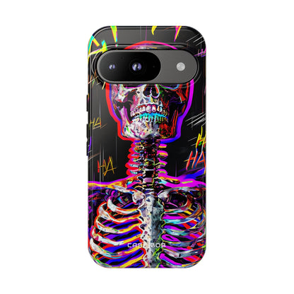 Neon Skeleton Laugh Google Pixel 9 Case - Tough