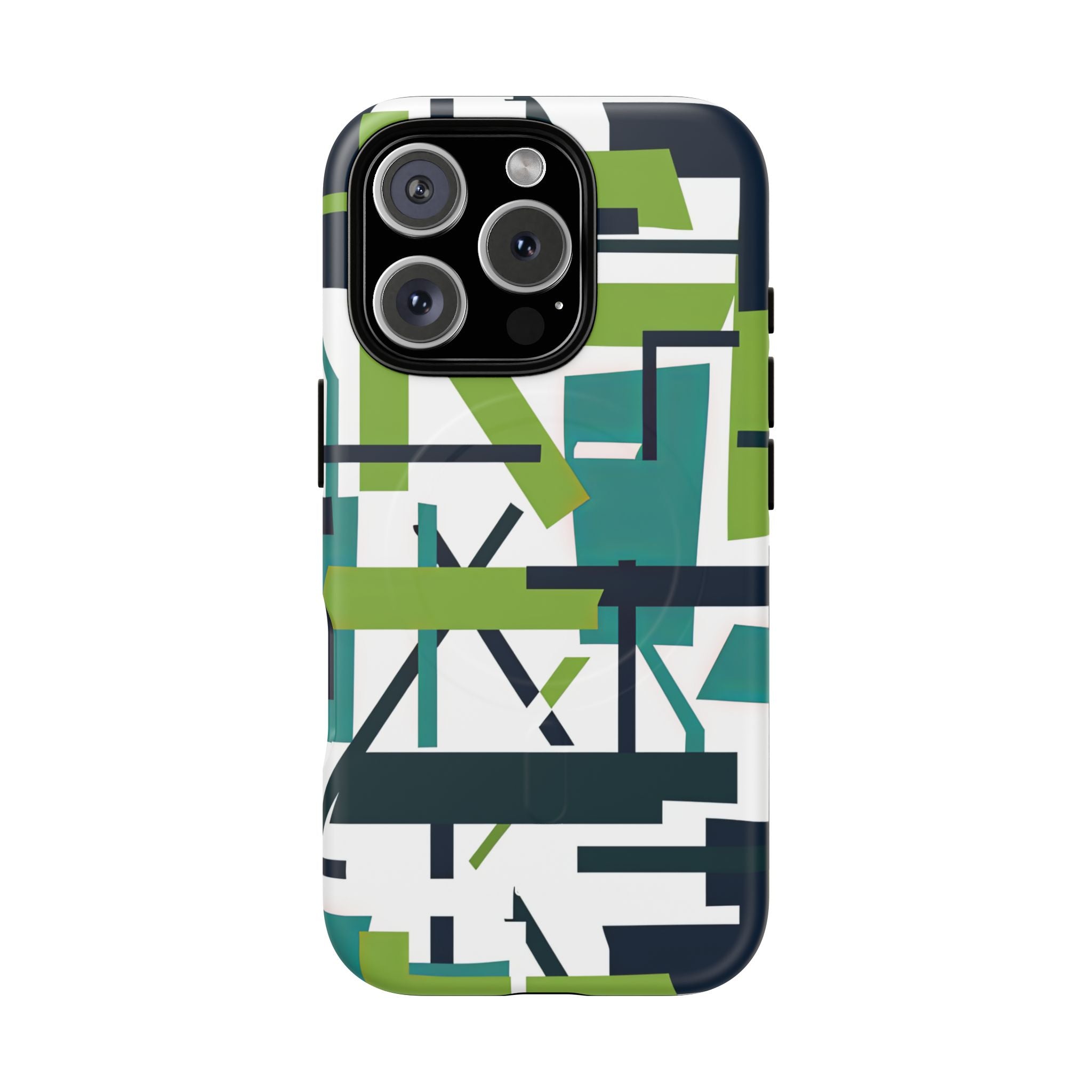 Green Geometry Glide iPhone 16  Tough+ Phone Case