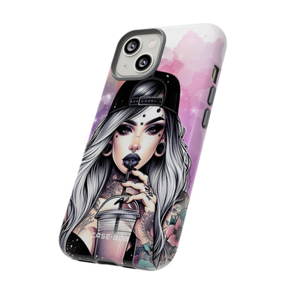 Silver Sip Nebula iPhone 14 Case - Tough