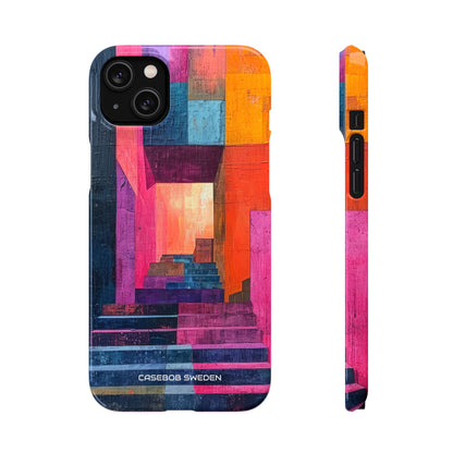 Pink Orange Geometry - Slim iPhone 14 Phone Case