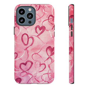 Intertwined Hearts & Cupid - Protective Phone Case