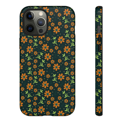 Green Flower Pattern - Protective Phone Case