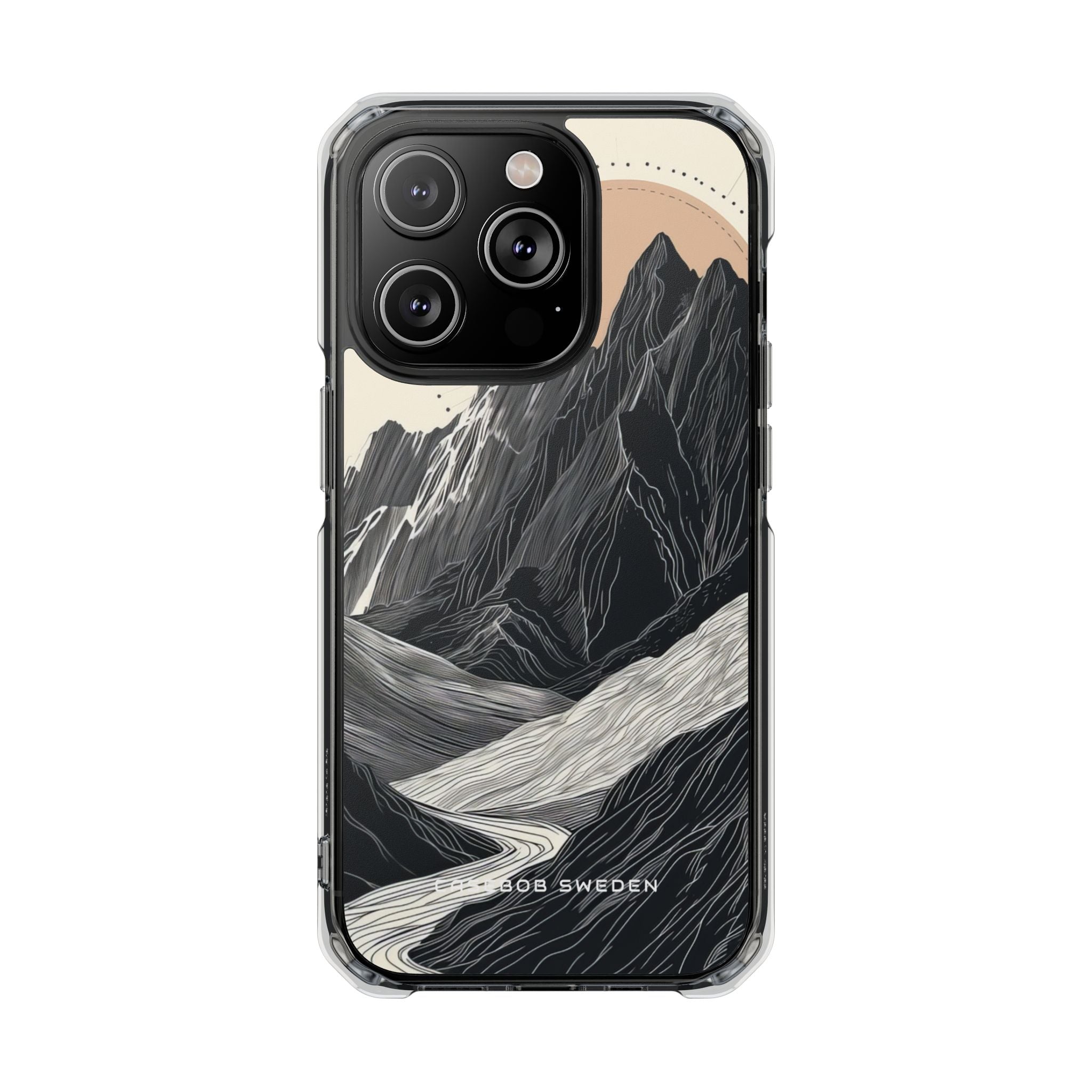 Minimalist Mountain Landscape with Flowing River iPhone 14 - Clear Impact Phone Case