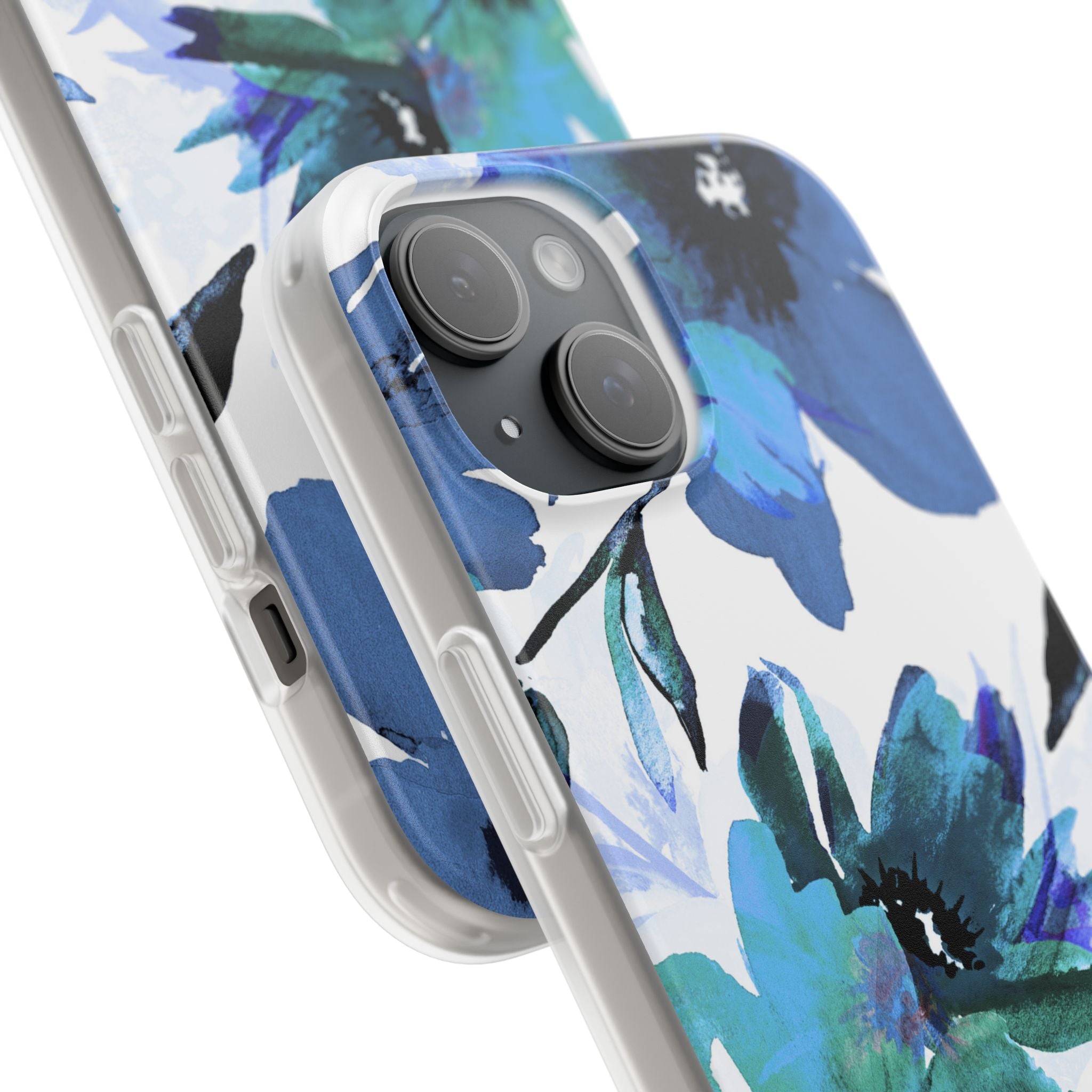 Blue Blossom Radiance iPhone 15 Case - Soft