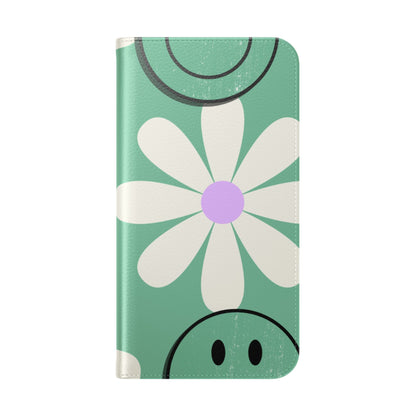 Smiley Daisy Glow - iPhone 15 Plus Case - Wallet