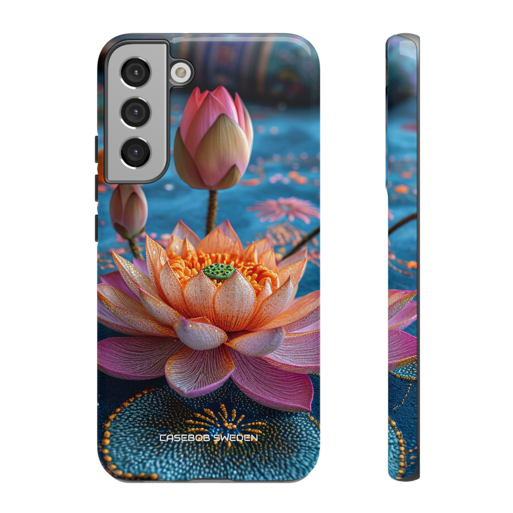 Vibrant Lotus Embroidery - Tough Samsung S22 Phone Case