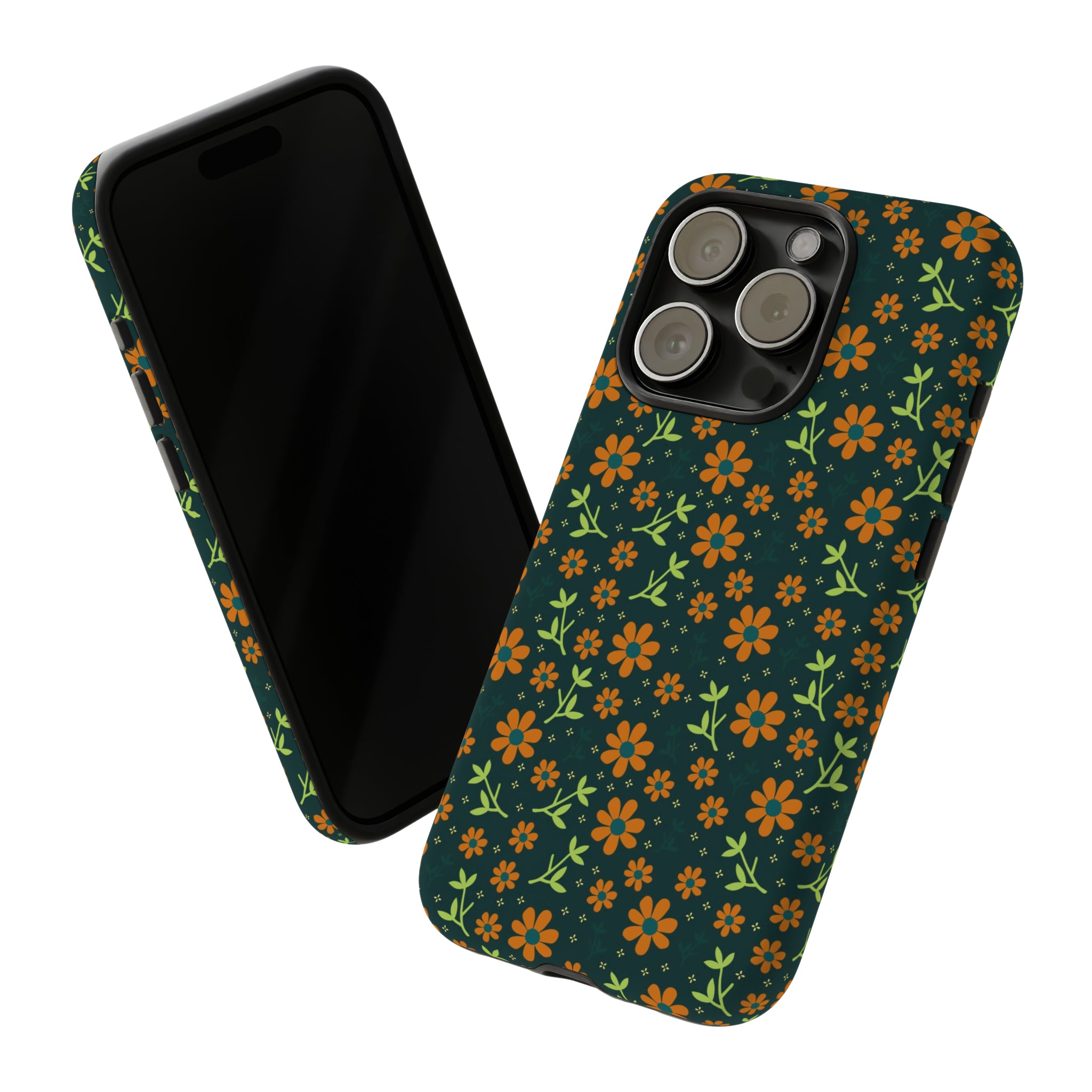 Green Flower Pattern - Protective Phone Case